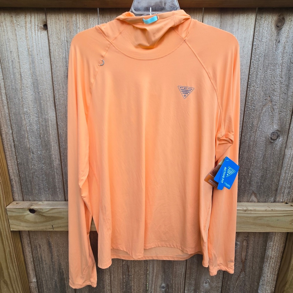 Columbia PFG Womens Wild Cast Sun Hoodie Orange Omni-Shade Large FK4276-873 NWT